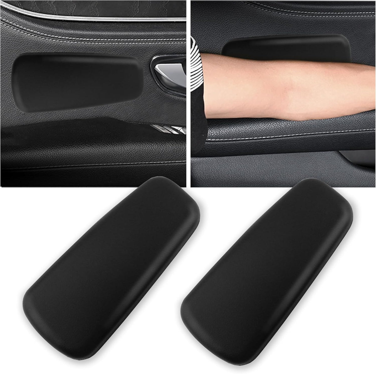 2PCS Elbow Pad Arm Rest for Car,Soft Leather Arm Rest Pillow with One-Piece Molding for Comfortable Support,Universal Car Accessories Car Knee Cushion Car Door Armrest Pads (Black)