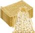 Organza Gift Bags 5x7 Inches - 50Pcs Sheer Mesh Organza Bags with Gold Rattan Printed, Drawstring Tulle Jewelry Pouches for Wedding, Christmas Party Favors