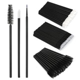 300pc Eyelash Extension Supplies Kit, 100pc Disposable Lip Wands, Mascara Brush Applicators, Micro Swabs for Eyebrow, Eyelash Extension and Makeup Kits (Black)