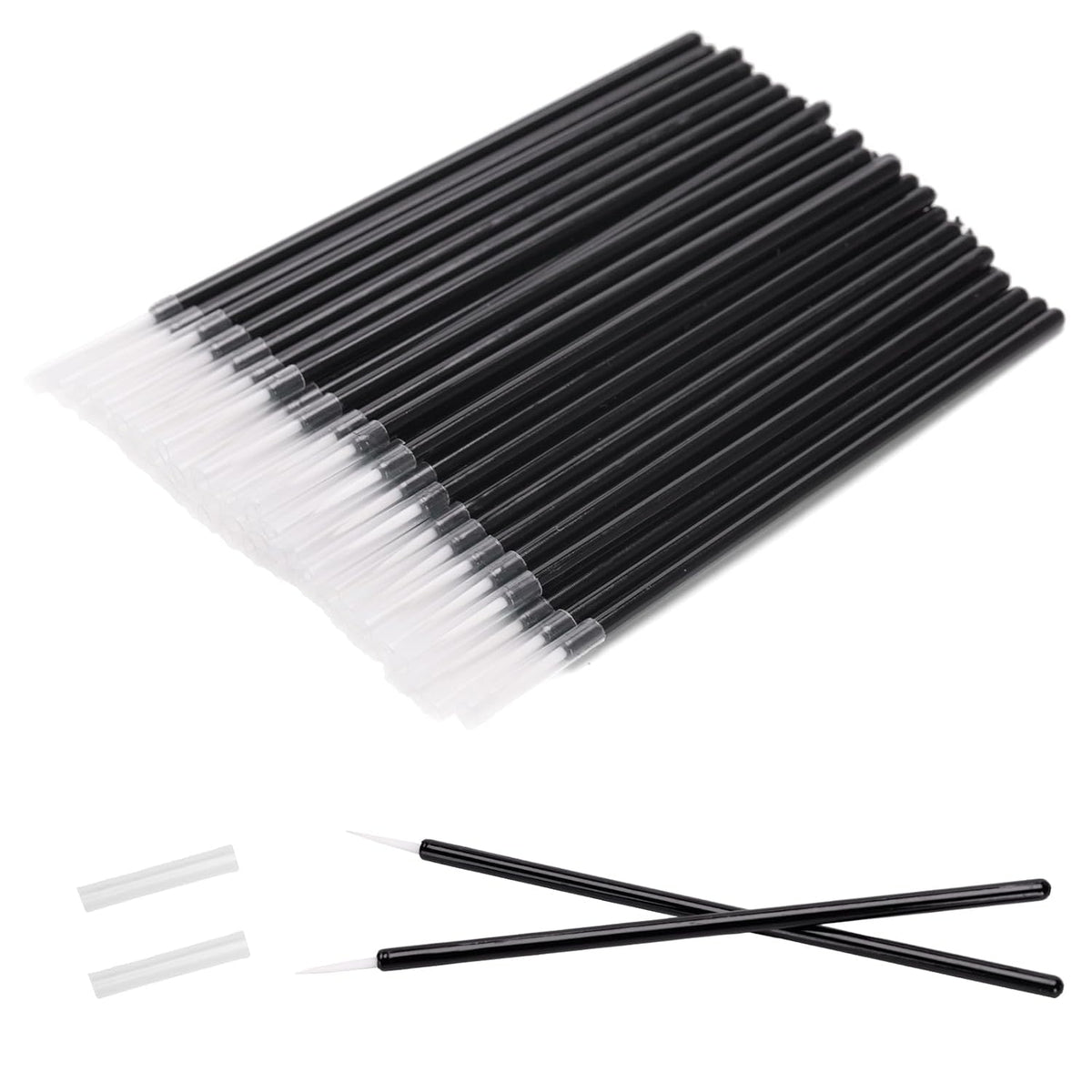 100pcs Eyeliner Brush, Disposable Pointed Makeup Applicators, Black Eyelash Serum Brushes & Eyeshadow Applicators for Professional Makeup, Precise Eye Makeup, Beauty Salon Tools