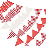 Red and White Gingham Fabric Bunting Banner, 32Ft Cotton Burlap Triangle Garland for Valentine’s Day, Wedding, Picnic, BBQ, Birthday Party & Outdoor Decorations