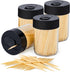 Sturdy Safe Toothpick Holder with 1600 Natural Wood Toothpicks for Teeth Cleaning, Unique Home Design Decoration, Unusual Gift, 4 Pack (Black)