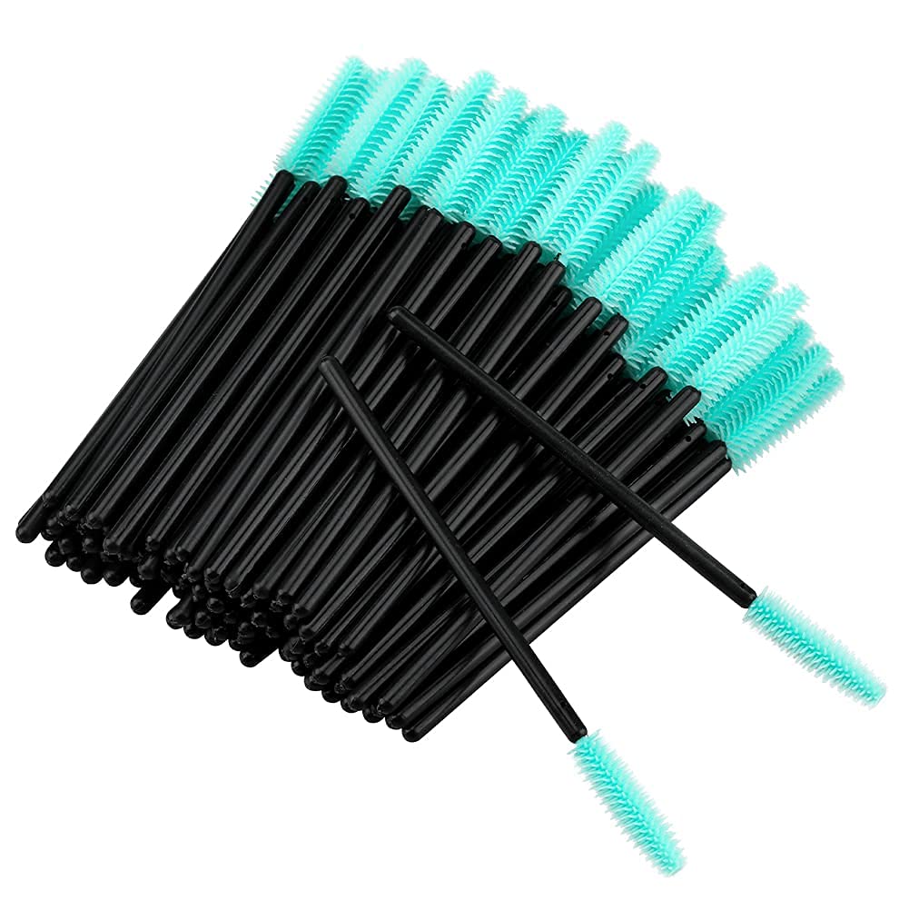 Silicone Eyelash Brushes, 100PCS Black and Green Mascara Brushes, Brow Applicator Wands for Makeup, Personal Care and Eyelash Extensions