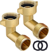 Garden Hose Elbow Connector 90 Degree Brass Hose Elbow(2pcs) 3/4" Heavy Duty Hose Adapter with 2 O-rings Brass Garden Hose Elbow Solid Brass Adapter