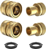 Heavy Duty 3/4 Garden Hose Quick Connect Fittings, Water Lock Splitter, Sink Spigot Connectors, No Leak Connection, 2 Adapters Included