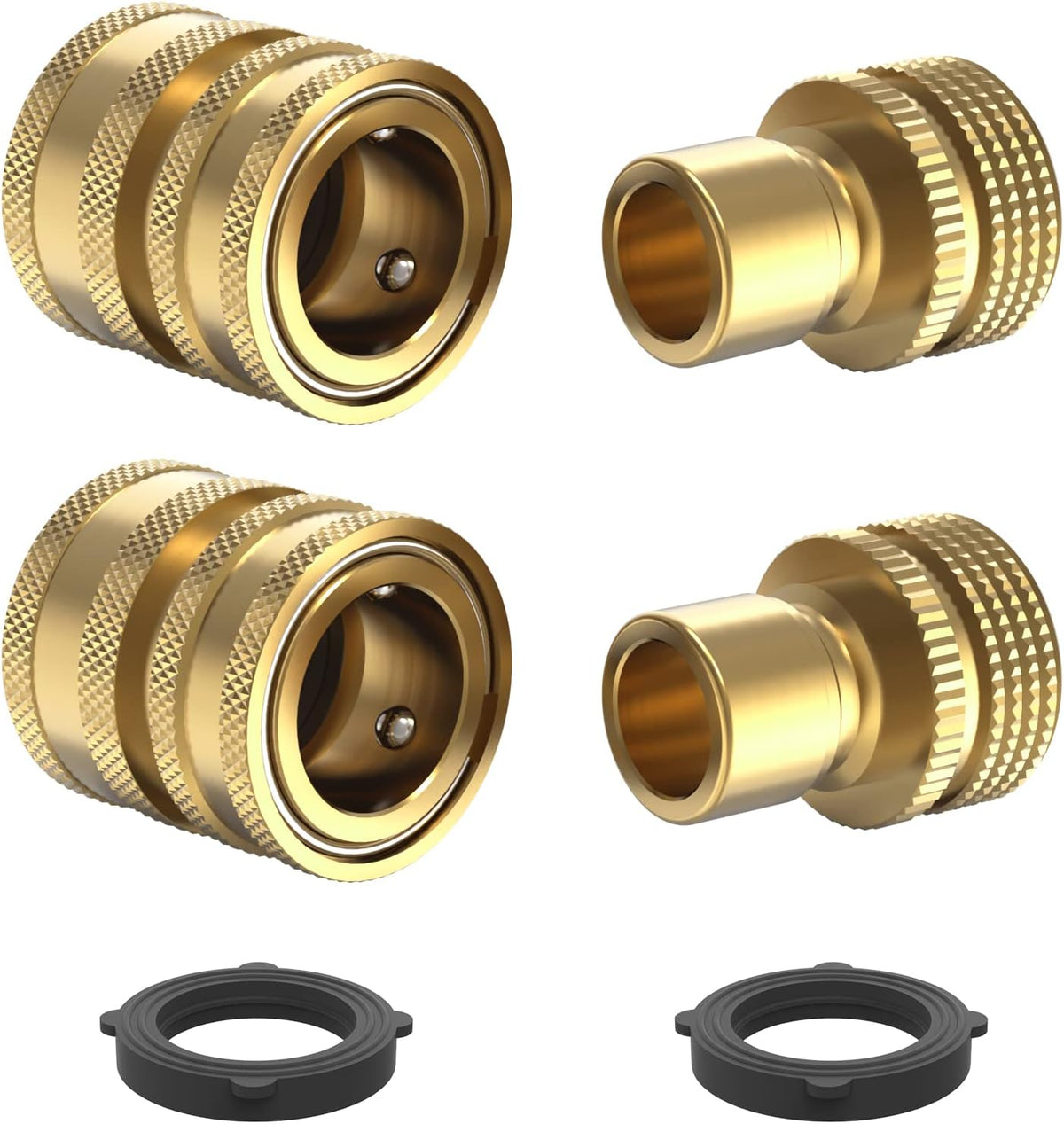 Heavy Duty 3/4 Garden Hose Quick Connect Fittings, Water Lock Splitter, Sink Spigot Connectors, No Leak Connection, 2 Adapters Included