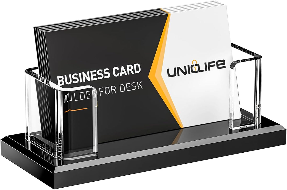 Acrylic Business Card Holder for Desk 1 Slot Clear Horizontal Business Card Stand for Men & Women Desktop Name Card Display Stand Card Organizer for Office Home Exhibition, 60 Card Capacity