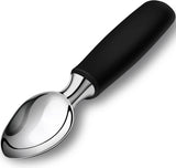 Ice Cream Scoop Stainless Steel, Ice Cream Scooper Professional Large Ice Cream Scoops With Non-Slip Rubber Handle, Ice Cream Spade for Cookie Dough, Gelato, Sorbet, Melon (Black)