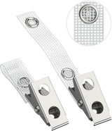 50 Pcs Metal Badge Clips with Grid Surface PVC Straps Double-Hole ID Badge Clips and Straps with Snap Heavy-Duty ID Strap Clips for Badge Name Tag for ID Card Holders