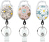 3 Pack Floral Retractable Badge Reel for Badge Holder Flower Heavy Duty Retractable Keychain Strong ABS Casing with Stainless Steel Spring Coil 24 Inch Nylon Rope Carabiner Clip and Key Ring