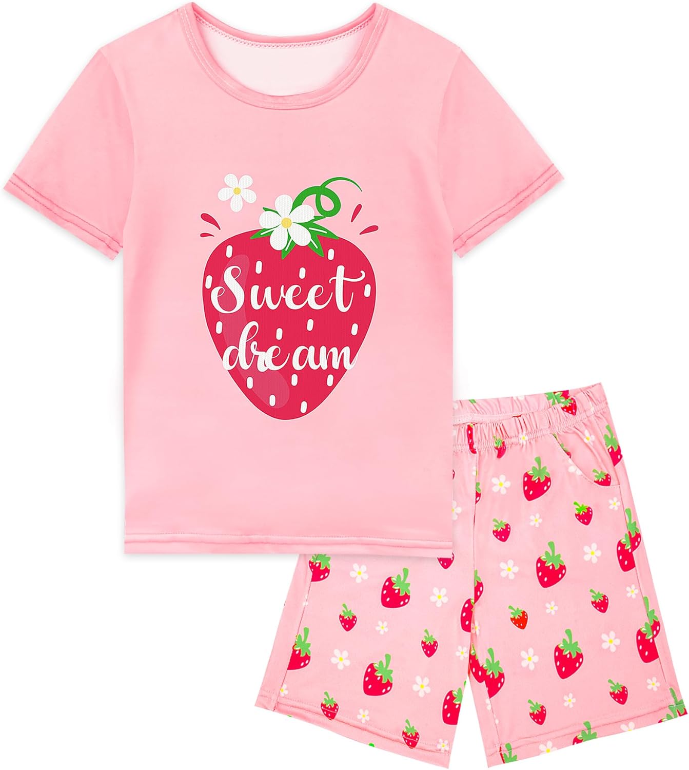 Girls Pajamas Short Sleeve Toddler Summer Pjs Girls' Sleepwear 2 Pieces Lounge Sets Kids Clothes 3T-14Y