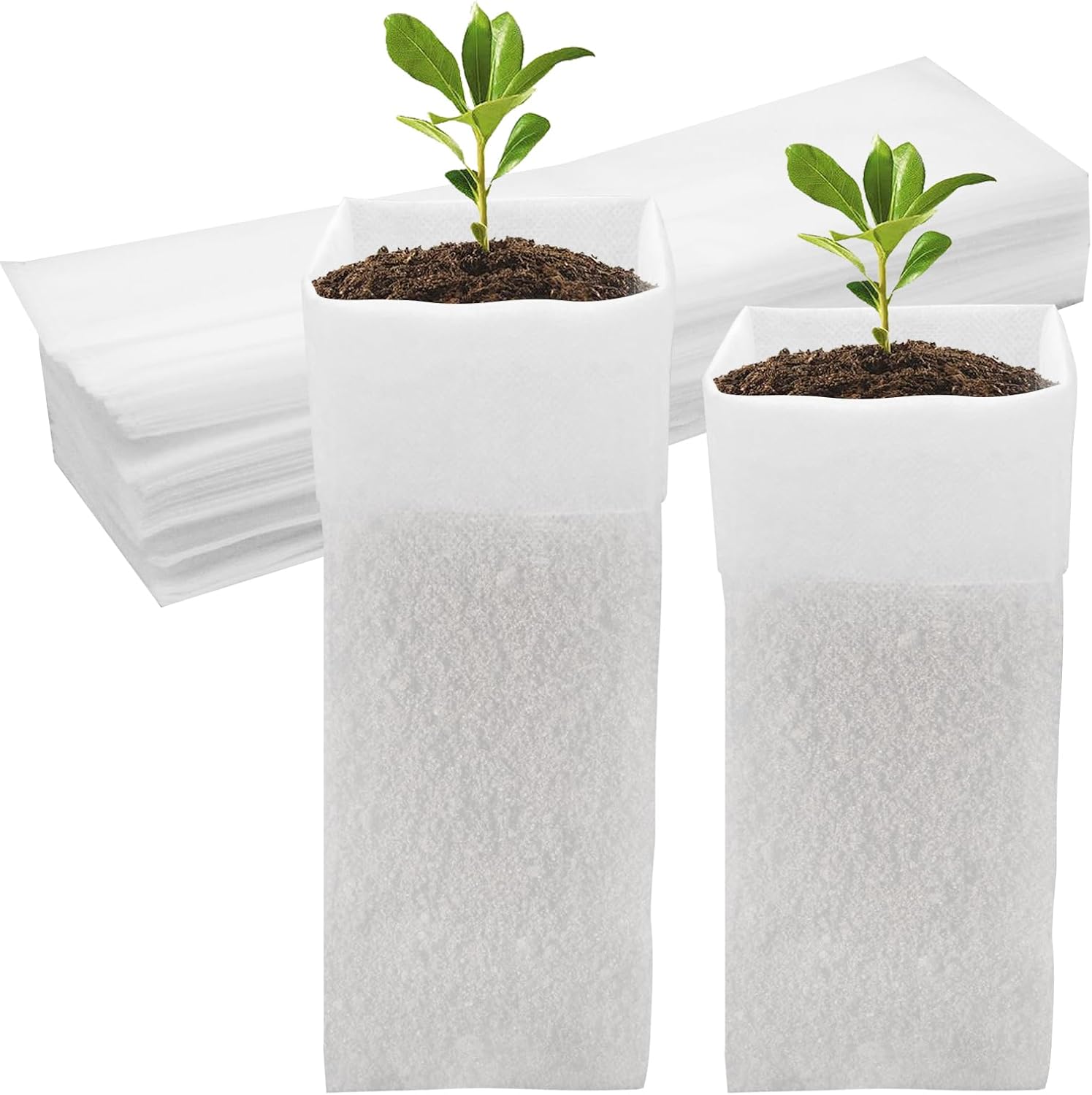 60Pcs Nursery Grow Bags, Biodegradable Non-Woven Fabric Plant Bags, Seedlings Growing Pots for Vegetable Flowers Fruits Tree Planting (12.2 3.3 Inches)
