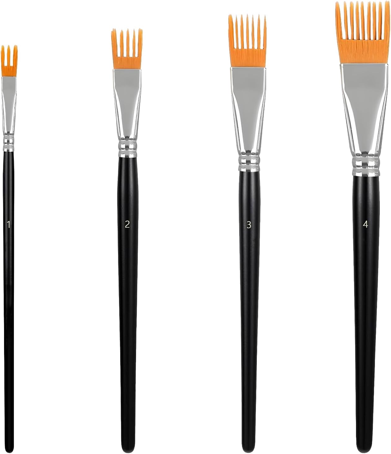 4Pcs Comb Artist Brush Set, Rake Brushes for Painting with Birch Wood Handle, Paintbrush for Acrylic Paint, Textured Art Paintbrush Sets for Greeting Cards & DIY Crafts