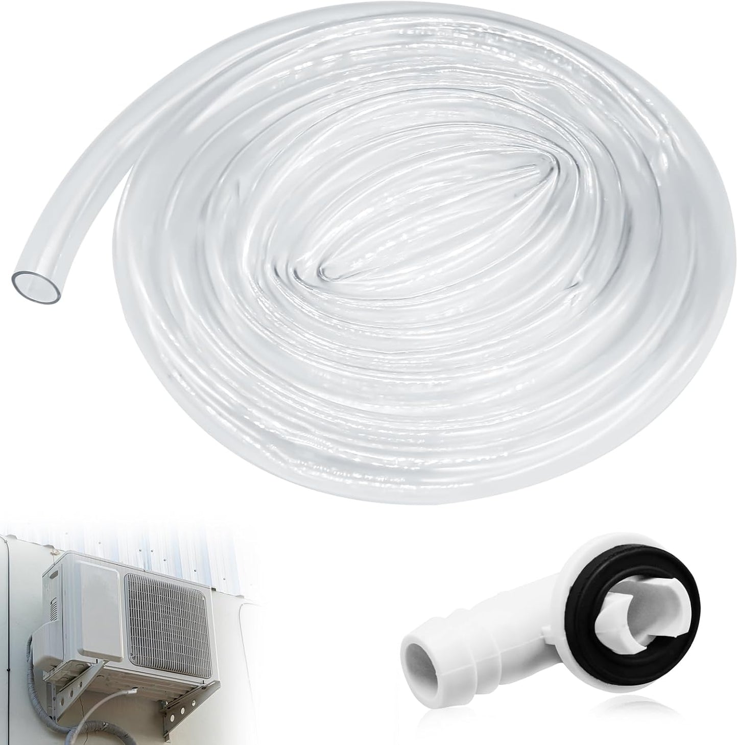 3Ft Portable Air Conditioner Drain Hose, 3/5 Inch Leakproof AC Drain Hose Kit, Universal AC Drain Hose Drain Pipe Replacement with Hose Connector and Clamp, Window Air Conditioner Unit Parts