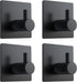 Adhesive Towel Hooks, Waterproof Shower Wall Stick on Hooks, 2 Extra Adhesive Strips, Black, 4 Pcs
