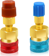 2Pcs R1234yf to R134a Adapter, Quick Couplers Kit R1234yf Refrigerant Recharge Kit, High/Low Side R134a to R1234yf Adapters for R1234yf/R134a Car Ac Refrigerant System Evacuation Recharging, Red, Blue