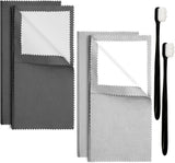 6Pcs Jewelry Cleaning Tool, Jewelry Cleaning Kit Includes 2 Jewelry Cloths & 2 Ultra-Soft Brushes, Polishing Cloth for Gold Diamonds Platinum Gemstones Coins
