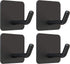 Adhesive Hooks, Heavy Duty Shower Wall Stick on Hooks, Waterproof, 2 Extra Adhesive Strips, Black, 4 Pcs