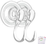 Suction Cup Hooks, Small Shower Suction Hooks with Wipes, Heavy Duty, Removable and Reusable, Clear, 2 Pcs