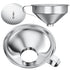 Canning Funnel for Wide Mouth and Regular Mason Jars, Stainless Steel Kitchen Use Funnels with Strainer for Filling Bottles, Metal Funnel Set for Oil Power Jam Grains Dry & Wet Ingredients