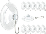 Suction Cup Hooks, 1.77 Inch Small Window Suction Cups with Metal Hooks, Removable and Reusable, Clear, 12 Pcs