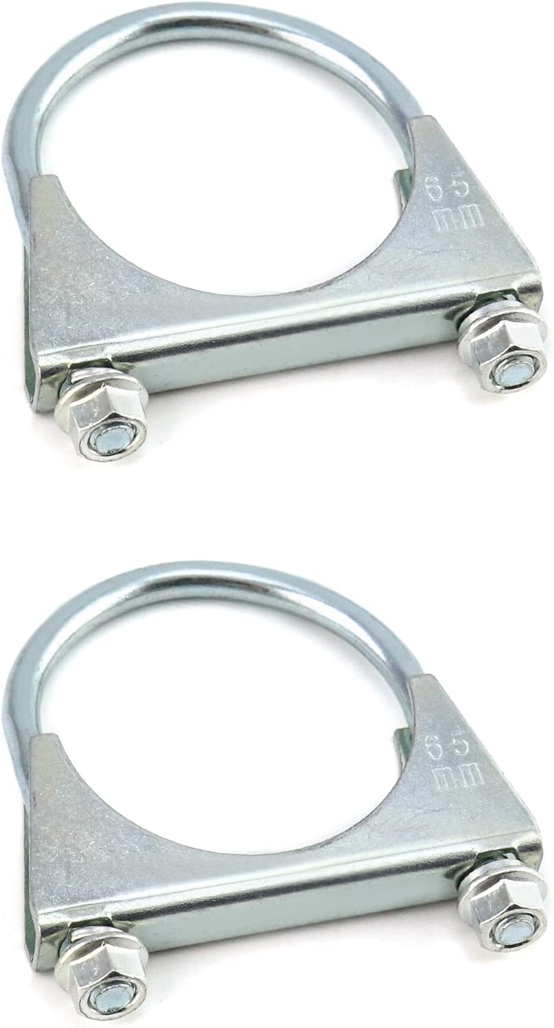 U-Bolt Muffler Tip Exhaust Hook, 2 Pack 2-1/2" OD Carbon Steel Universal Silencer Exhaust Clip