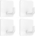 Adhesive Hooks, Metal Shower Wall Stick on Hooks, Waterproof, 2 Extra Adhesive Strips, White, 4 Pcs