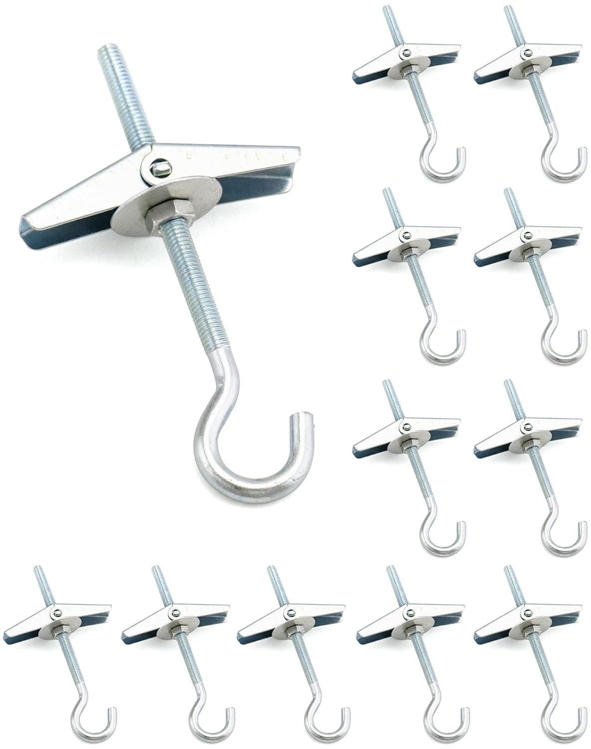 Ceiling Hooks, 12 Packs 3-9/16" Spring Toggle Wing Bolts Wall Fixing Heavy Duty Pothook for Hanging Plants, Swag Hooks Plant Hooks Toggle Hooks