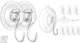 2 Pcs Large Suction Cup Hooks and 10 Pcs Large Suction Cup with Metal Hooks