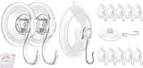 2 Pcs Large Suction Cup Hooks 12 Pcs Small Suction Cup with Metal Hooks
