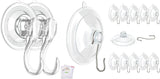 2 Pcs Small Suction Cup Hooks and 12 Pcs Small Suction Cup with Metal Hooks