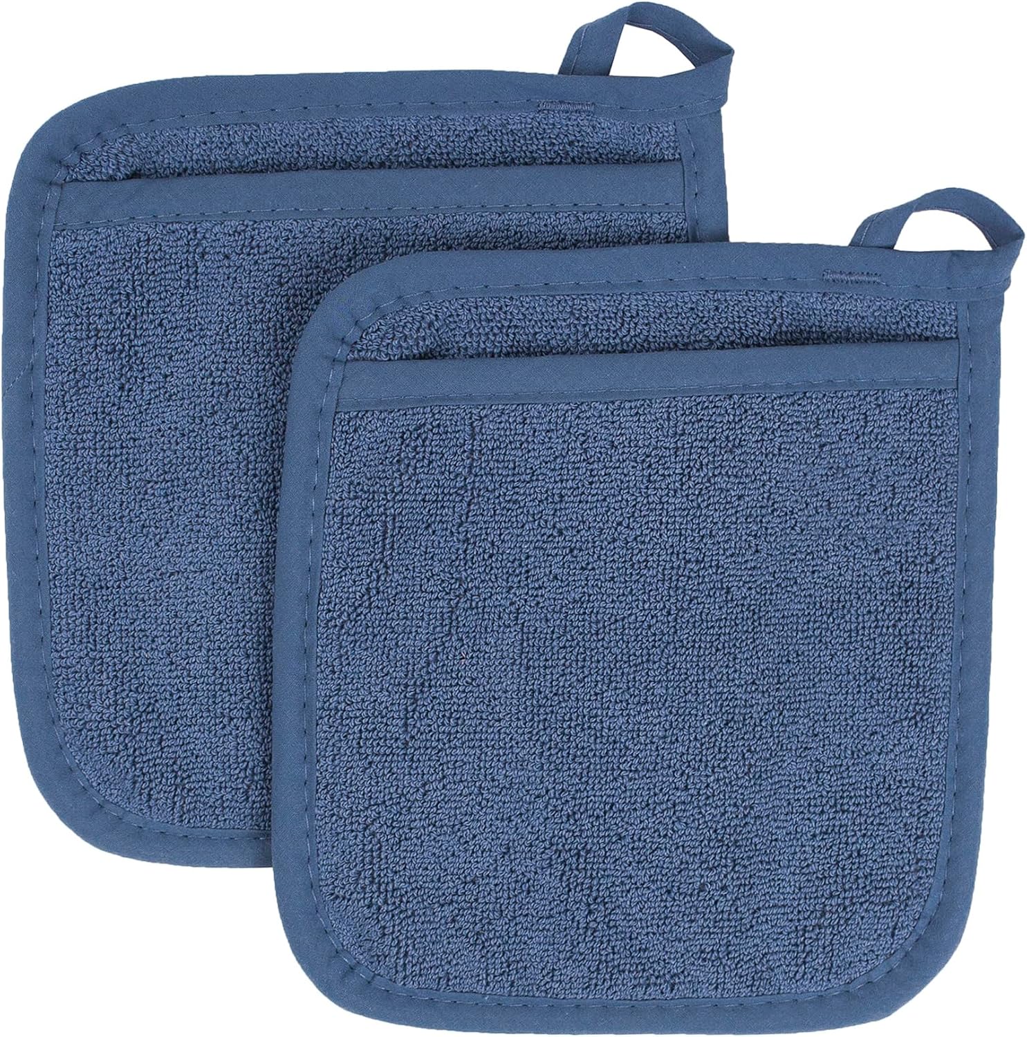 Terry Pocket Mitt & Hot Pad: Unparalleled Heat Resistant, Durable 100% Cotton – Ergonomically Designed for Optimal Grip – Easy-Care Machine Washable – 2-Pack, Federal Blue