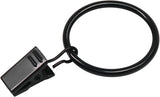 Curtain Rings with Clips Black - 40 Pcs Metal Drapery Clip Ring 1.26 in Interior Diameter, Fits up to 1 in Curtain Rod