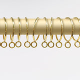 Open Curtain Rings with Eyelet - 20 Pack 1.5 Inch Openable Metal Drapery Ring Loops, Fits Up to 1 1/4 in Rod (Gold)