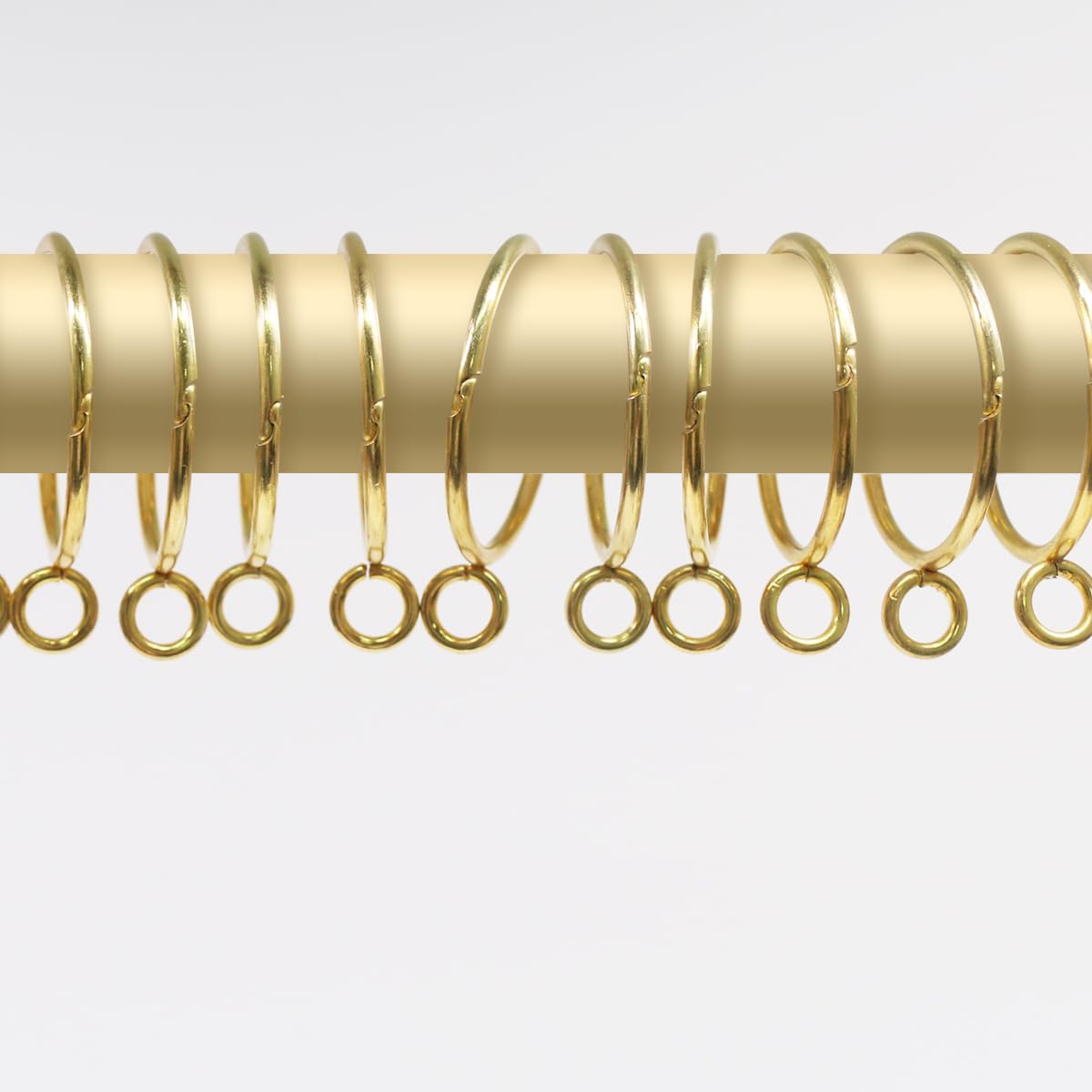 Open Curtain Rings with Eyelet - 20 Pack 1.5 Inch Openable Metal Drapery Ring Loops, Fits Up to 1 1/4 in Rod (Gold)