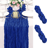 2 Pack 120 Inch Royal Blue Cheesecloth Table Runner Boho Rustic Gauze Sheer Romantic 10 FT Long Cheese Cloth Table Runner for Bridal Baby Shower Wedding Party Birthday Holiday Home Easter Decor