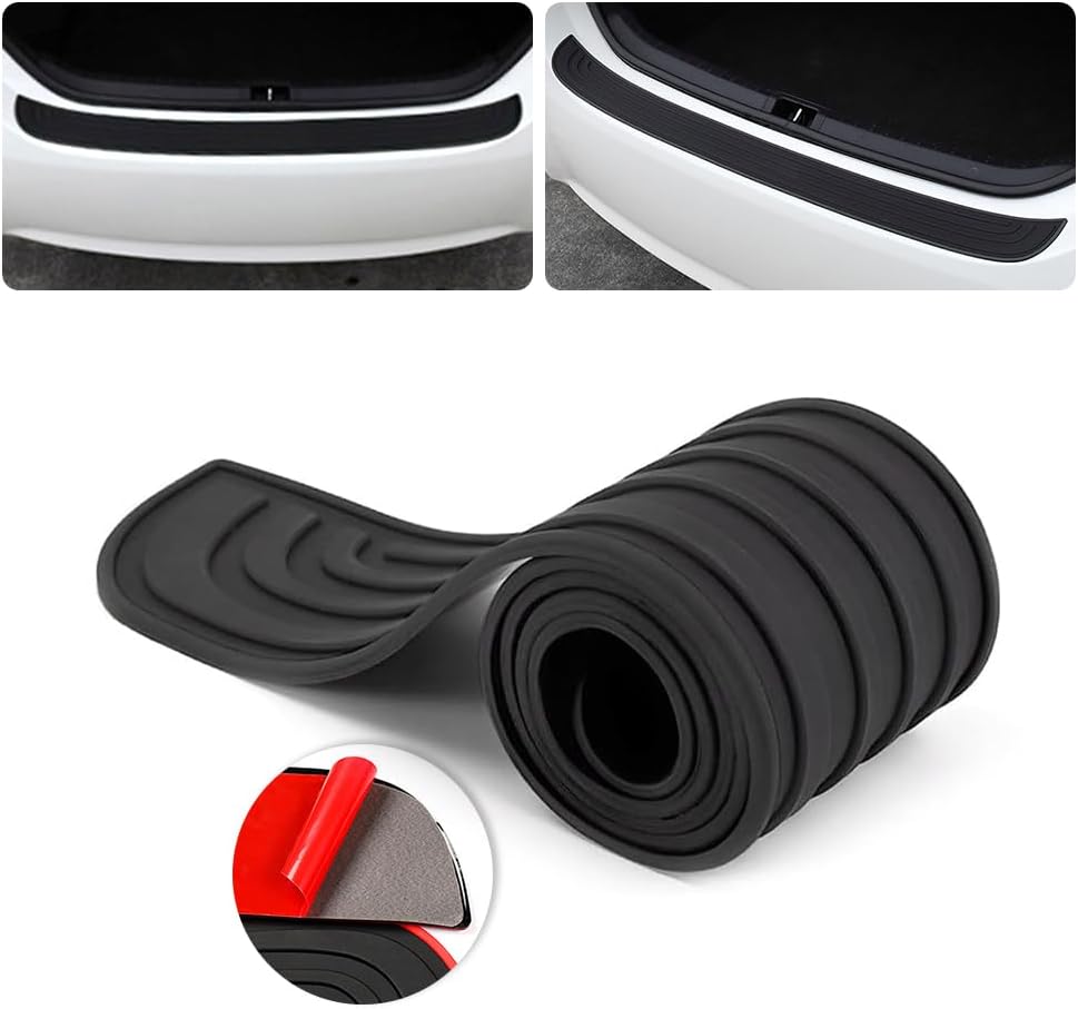35.4"X2.7"Auto Rear Bumper Protector Cover, Auto Scratch-Resistant Non-Slip Rubber Backup Door Entry Cover, Suitable for Most Cars and Suvs, Black.