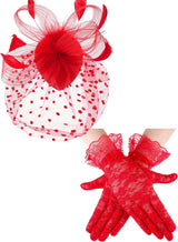 50s Fascinators for Women Funeral Veil Tea Party Hat and Gloves Pillbox Cocktail Hat
