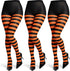 3 Pairs Mardi Gras Striped Tights for Women Elastic Striped Leggings Footed Tights for Mardi Gras Costume