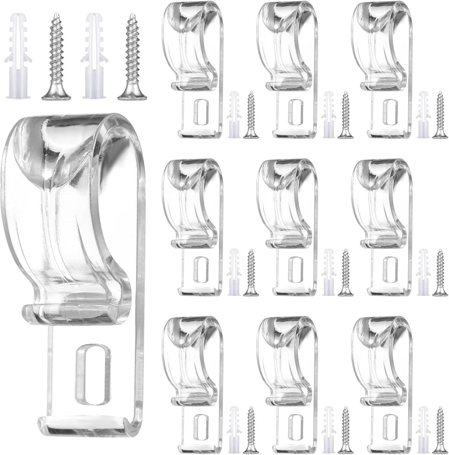 20 Sets Roller Shade Clear Safety Chain and Cord Guide Curtain P Clip Blind Cord Holder Fixation Hook Bead Chain Tension Device with Screws for Roller Vertical and Roman Shades