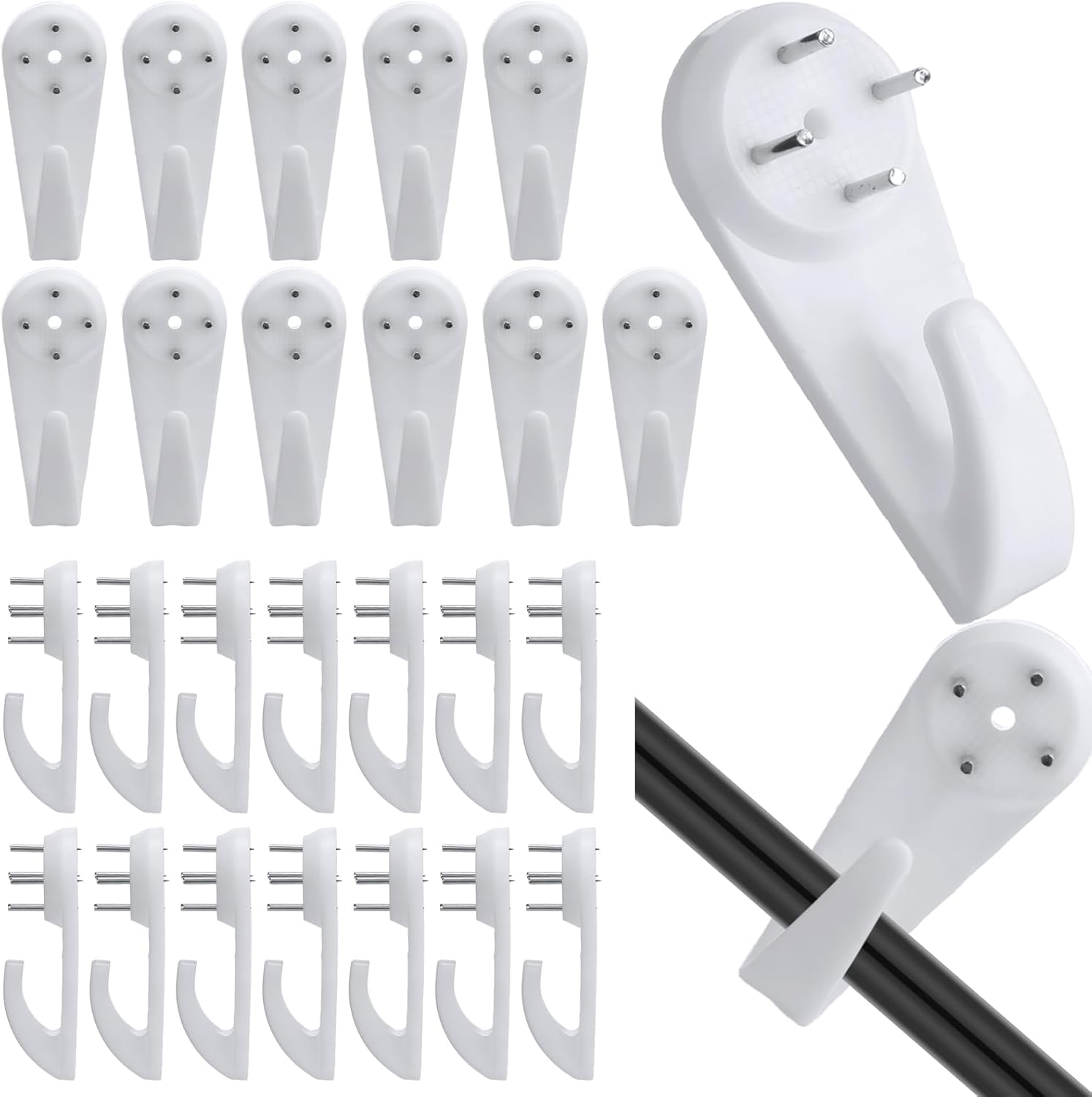 100 Pcs String Light Hooks Fairy Light Hooks No Drilling Invisible Heavy Duty Nail Hangers for Outdoor Brick Wall Hanging Spring Summer Holiday Party Decorations