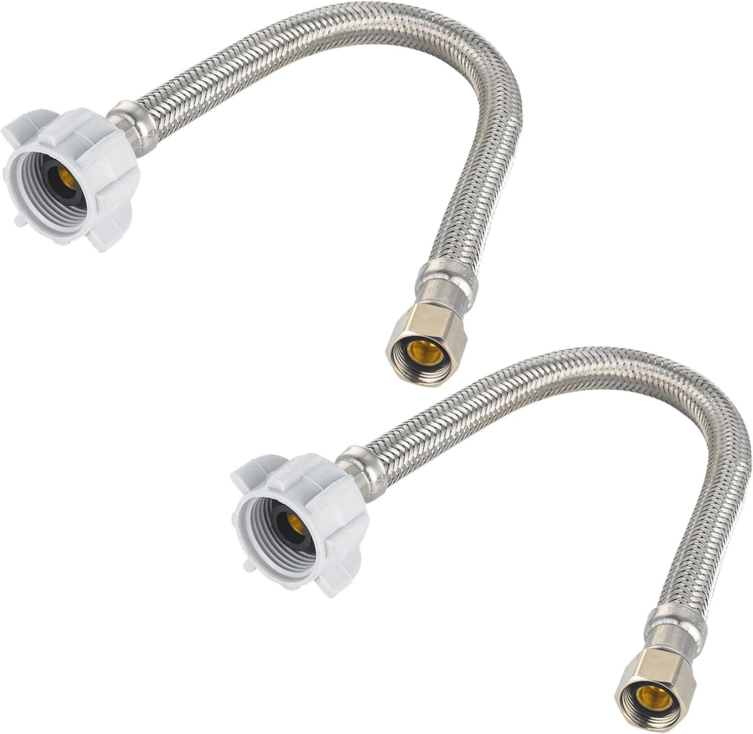 2-Pack  12-inch Toilet Water Supply Connector Line Braided Stainless Steel Hose, 7/8 Female Ballcock Thread x 3/8" COMP,(HOSE049)