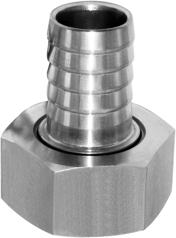 Stainless Steel Garden Hose Swivel Fitting 3/4" Barb x 3/4" GHT Female Threaded Adapter Connector Garden Hose Repair