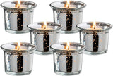 Silver Oyster Mercury Glass Votive Candle Holder, Table Centerpiece Tealight Decoration for Elegant Dinner, Party, Wedding, Holiday, Set of 6 (Unfilled)