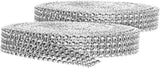 Rhinestone Diamond Bling Wrap Ribbon for Wedding Cake, Party, Holiday & Home Decoration, Silver 4-Rows, (2 Rolls) 10 YDS EA.