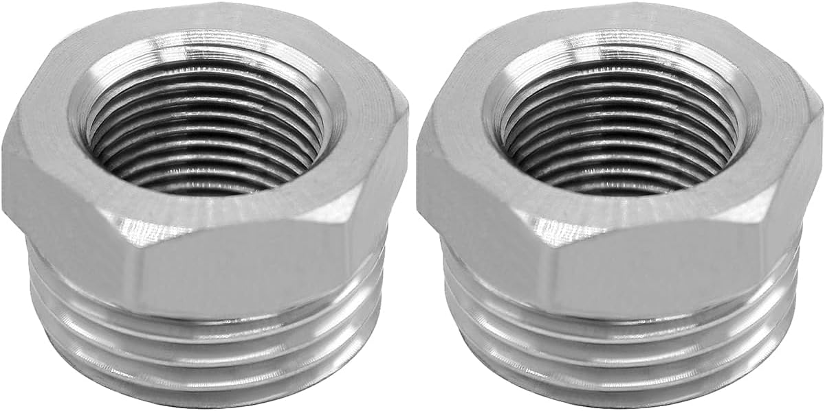 Stainless Water Line Adapter 3/8 Female to 1/2 NPT Male Reducer - Compression Fitting for Kitchen Bathroom Faucet Supply Hose, Stop Valve, Pipe Connector (Pack of 2)