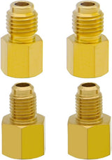 4 PCS R134A Brass Refrigerant Tank Adapter to R12 Fitting Adapter Vacuum Pump Adaptor 1/4 Inch Flare Female to 1/2 Inch Male and 1/2 Female to 1/4 Male Flare(6014&6015)