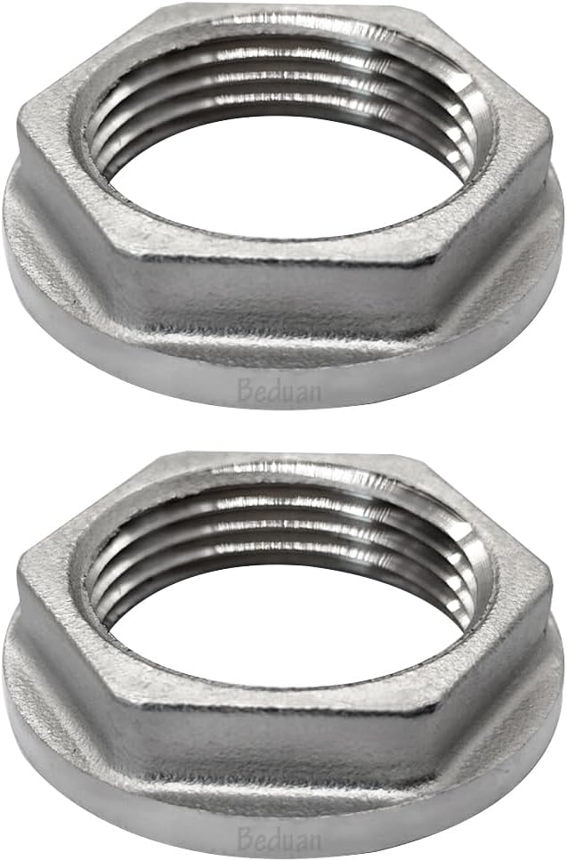 Stainless Steel 3/4 NPS Female Threaded Hex Lock Nuts Flange Gasket for Pipe Connection Bulkhead Fitting