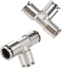 Push to Connect Tube Fitting Union Tee, Copper Nickle-Plated 1/4" Tube OD 3 Way Tee Shaped Union Adapter Fitting (Pack of 2)