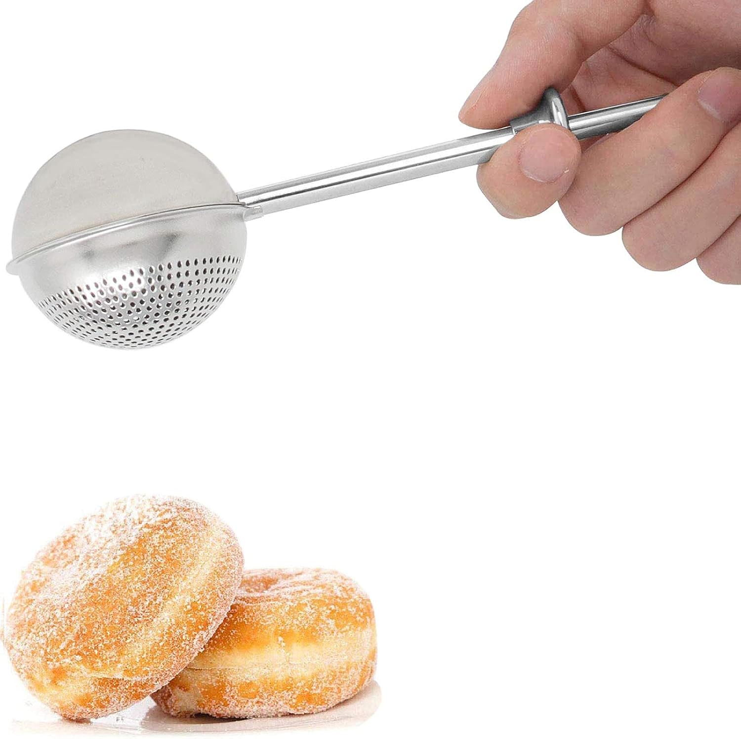 Flour Duster for Baking, One-Handed Operation, 304 Stainless Steel Powdered Sugar Shaker Duster, Pick Up and Dust Flour Sifter, Gift Package